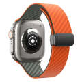 For Apple Watch Series 7 45mm Carbon Fiber Magnetic Black Buckle Watch Band(Orange Grass)