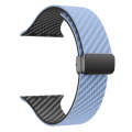 For Apple Watch Series 7 45mm Carbon Fiber Magnetic Black Buckle Watch Band(Light Blue Black)