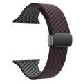 For Apple Watch Series 7 45mm Carbon Fiber Magnetic Black Buckle Watch Band(Dark Brown Black)