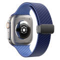 For Apple Watch SE 40mm Carbon Fiber Magnetic Black Buckle Watch Band(Royal Blue Light Blue)