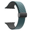 For Apple Watch Series 6 44mm Carbon Fiber Magnetic Black Buckle Watch Band(Dark Brown Black)