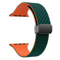 For Apple Watch Series 4 40mm Carbon Fiber Magnetic Black Buckle Watch Band(Deep Green Orange)
