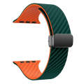 For Apple Watch Series 3 38mm Carbon Fiber Magnetic Black Buckle Watch Band(Deep Green Orange)