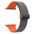 For Apple Watch Series 3 42mm Carbon Fiber Magnetic Black Buckle Watch Band(Spacy Grey Orange)