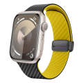 For Apple Watch 42mm Carbon Fiber Magnetic Black Buckle Watch Band(Black Yellow)
