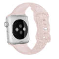 For Apple Watch SE 2023 44mm Rose Embossed Silicone Watch Band(Pink)