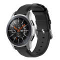 For Samsung Galaxy Watch 3 45mm 22mm Leather Strap with Round Tail Buckle(Black)