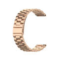 For Ticwatch GTX 22mm Three Buckle Stainless Steel Watch Band(Rose Gold)