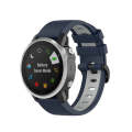For Garmin Fenix 6S Two-color Silicone Watch Band(Midnight Blue Gray)