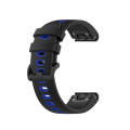 For Garmin Fenix 6S Two-color Silicone Watch Band(Black Blue)