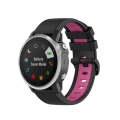 For Garmin Fenix 6S Two-color Silicone Watch Band(Black Rose Red)