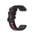 For Garmin Fenix 6S Two-color Silicone Watch Band(Black Rose Red)