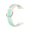 For Galaxy Watch 3 41mm Silicone Two-color Watch Band, Size: Free Size 20mm(Light Pink Teal)