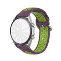 For Galaxy Watch 3 41mm Silicone Two-color Watch Band, Size: Free Size 20mm(Purple Lime)