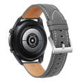 For Samsung Galaxy Watch3 41mm Leather Silver Buckle Watch Band(Grey)