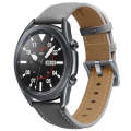 For Samsung Galaxy Watch3 45mm Leather Silver Buckle Watch Band(Grey)
