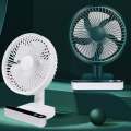 F702 Automatic Shaking Desktop Electric Fan with LED Display (White)