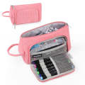 HAWEEL Corduroy Triangular Pen Case Makeup Pouch Travel Cosmetic Organizer Bag(Pink)