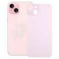 For iPhone 15 Plus Easy Replacement Big Camera Hole Glass Back Battery Cover(Pink)