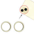 For iPhone 15 / 15 Plus 2pcs/set Rear Camera Glass Lens Metal Outside Protector Hoop Ring (Yellow)