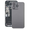 For iPhone 15 Pro Max Glass Battery Back Cover with Camera Lens Cover(Black)