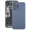 For iPhone 15 Pro Max Glass Battery Back Cover with Camera Lens Cover(Blue)