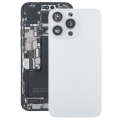 For iPhone 15 Pro Max Glass Battery Back Cover with Camera Lens Cover(White)