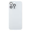 For iPhone 15 Pro Max Glass Battery Back Cover with Camera Lens Cover(White)
