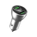 REMAX RCC106 Vitor Series 3.4A Dual USB Interface Car Charger with Digital Display(Silver)