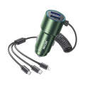 WK WP-C44 Pop Digital Series Ciahung 3-in-1 Cabled 33W Dual-USB Fast Car Charger (Green)