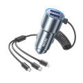 WK WP-C44 Pop Digital Series Ciahung 3-in-1 Cabled 33W Dual-USB Fast Car Charger (Silver)