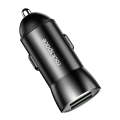 ROCK H8 12W 2.4A Output Dual USB Smart Car Charger (Black)