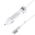 60W 5.1V 2.1A USB Interface Car Charger with 16.5V 3.65A L MagSafe Interface Data Cable(White)