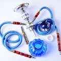 08-023 Double Pipe Glass Hookah Set (Blue)