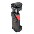 Fotopro SJ-89 Carbon Fiber Texture Tripod Mount Adapter Phone Clamp Bracket with Cold Shoe(Black)
