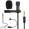 Yanmai R955 Clip-on Lapel Mic Lavalier Omni-directional Double Condenser Microphone, For Live Bro...