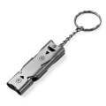 Aotu AT6637 Stainless Steel Outdoor Double Tube Survival Safety Whistle, Random Color Delivery