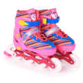 Children Full-flash White Roller Skates Skating Shoes, Straight Row Wheel, Size : L(Pink)