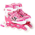 Children Flash Single-row Roller Skates Skating Shoes, Full Flash, Size : M(Pink)