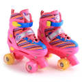 Children Full-flash White Double-row Roller Skates Skating Shoes, Double Row Wheel, Size : M(Pink)