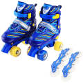 Children Full-flash White Double-row Roller Skates Skating Shoes, Straight Row+Double Row Wheel, ...
