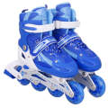 Children Adult Flash Straight Row Roller Skates Skating Shoes Suit, Size : L (Blue)