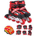 Children Adult Flash Straight Row Roller Skates Skating Shoes Suit, Size : L (Red)