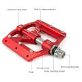 PROMEND PD-M88 1 Pair Mountain Bicycle Aluminum Alloy 3-Bearings Pedals (Red)