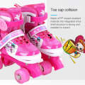 Adjustable Full Flash Children Double Row Four-wheel Roller Skates Skating Shoes Set, Size : S(Pink)