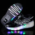 K02 LED Light Single Wheel Wing Roller Skating Shoes Sport Shoes, Size : 34 (Black)