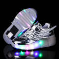 K02 LED Light Single Wheel Wing Roller Skating Shoes Sport Shoes, Size : 34 (Silver)