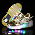 K02 LED Light Single Wheel Wing Roller Skating Shoes Sport Shoes, Size : 35 (Gold)