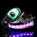 CD03 LED Double Wheel Wing Roller Skating Shoes, Size : 37(Black)