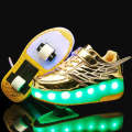 CD03 LED Double Wheel Wing Roller Skating Shoes, Size : 37(Gold)